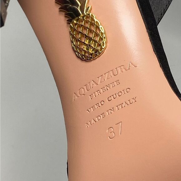 Aquazzura Gatsby Crystal-Embellished Satin Pumps size 37 - Picture 13 of 13